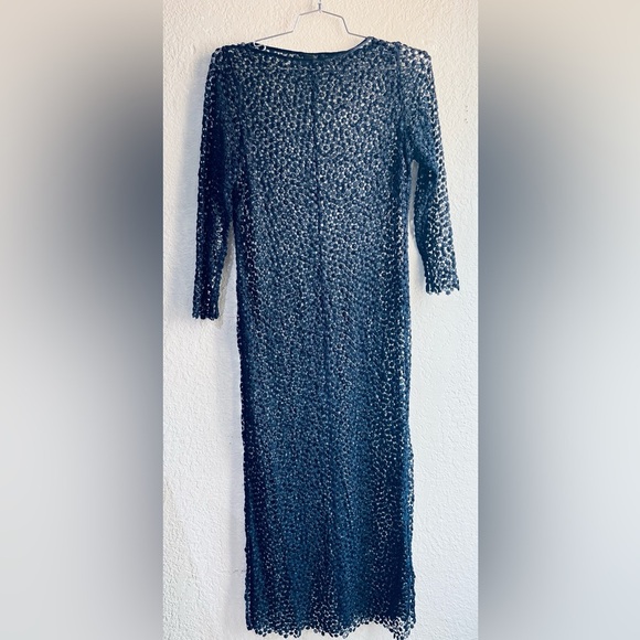 DEAN HUTCHINSON long sleeve midi dress size S/M fits dark blue color - Picture 11 of 14